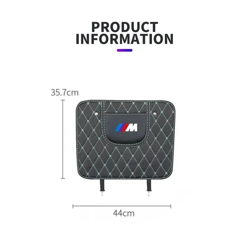 "BMW seat back protector pad in genuine leather for E36, E39, and E46 models."