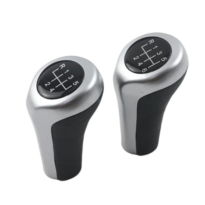 Two BMW gear shift knobs for models E30, E36, E46, E90, E60, and X5. Fits Z4 as well. Replace worn or damaged original parts.