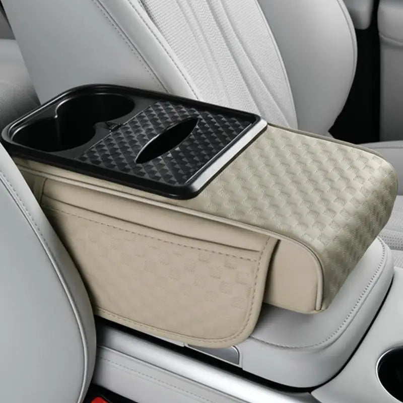 Leather Car Armrest Cover Cushion with Organizer - JustUsRacers