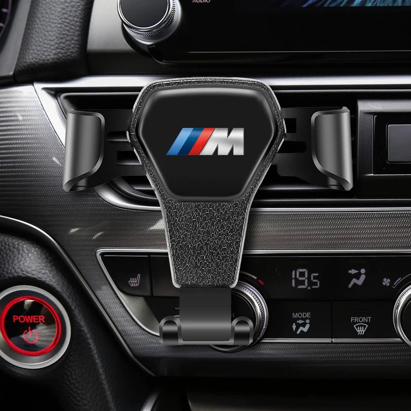 "Gravity Car Phone Mount for BMW E46, E36, E90, F30, F10 series vehicles."