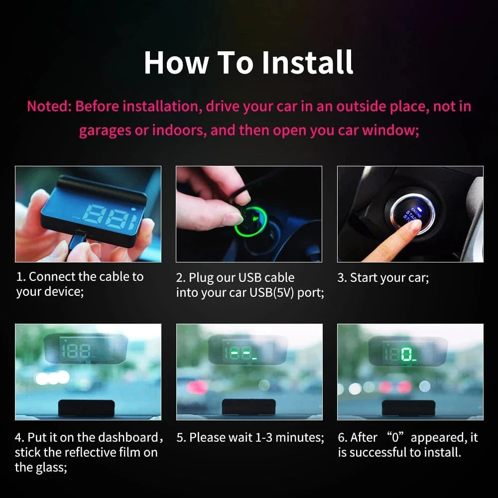 KWHUD Head-up Display (HUD) Car GPS Digital Speedometer - JustUsRacers