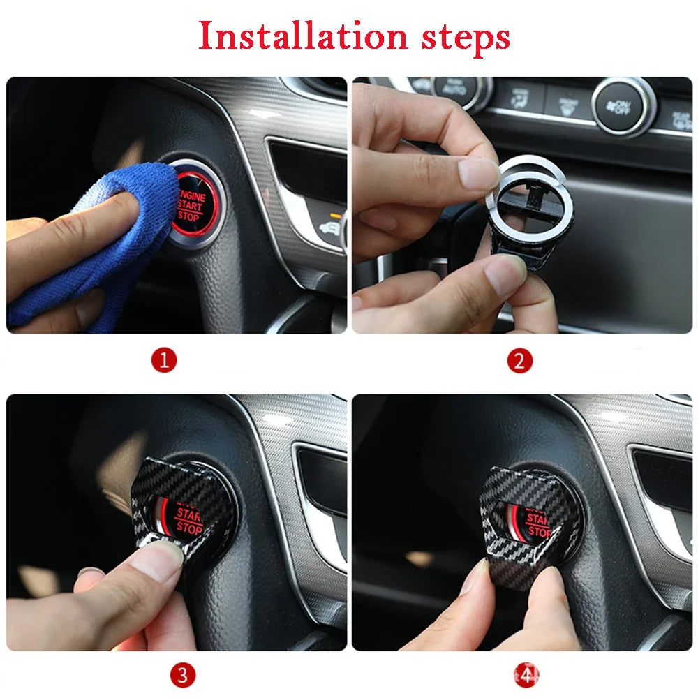 '1PC Car Engine Start/Stop Switch Cover - Sleek, OEM fit for dashboard upgrade.'
