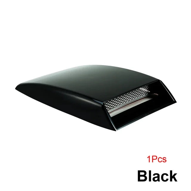 'Black air vent sticker on car engine trim - fits universal hood vents. Material: Plastic.'