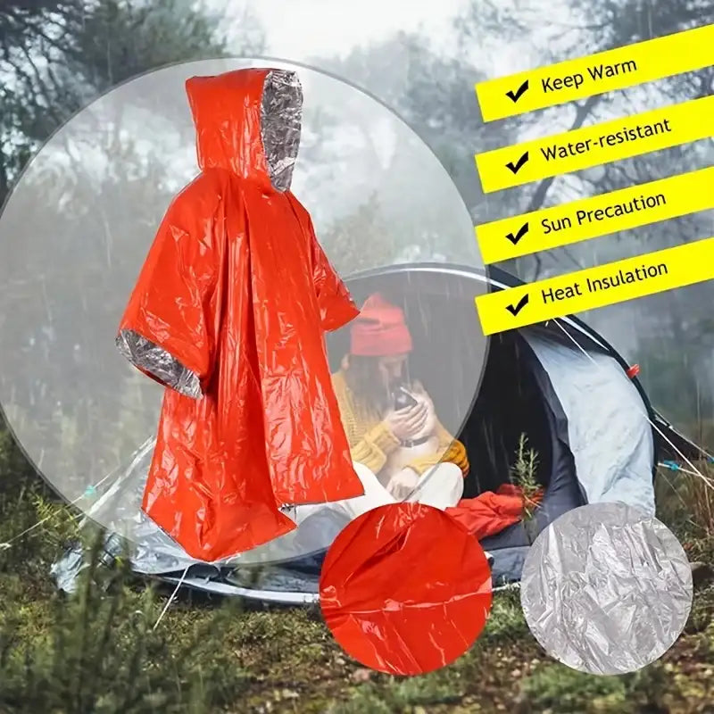 Heavy Duty Emergency Rain Poncho with Hood - JustUsRacers