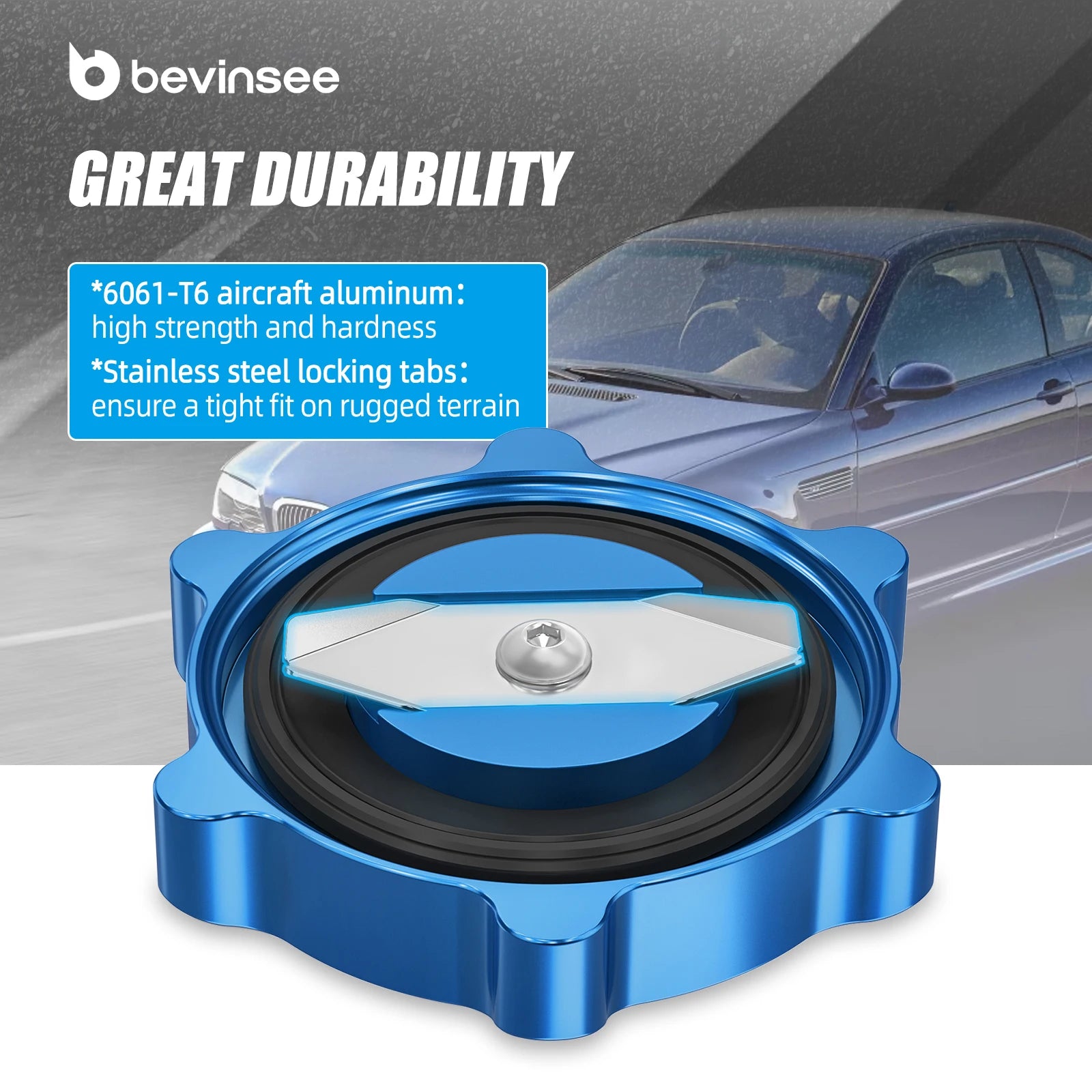 Aluminum engine cover oil filler cap for BMW E46, E36, E39 X5 models. Blue.