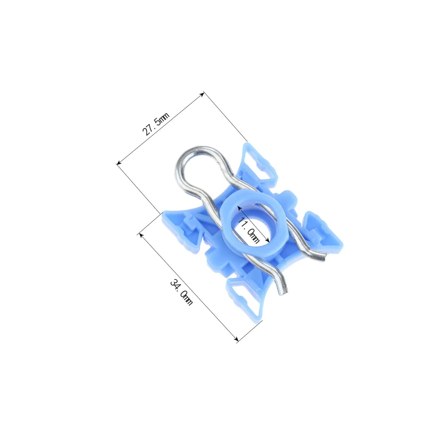 Ten blue plastic clip sets with metal hooks for BMW E36 window regulators.