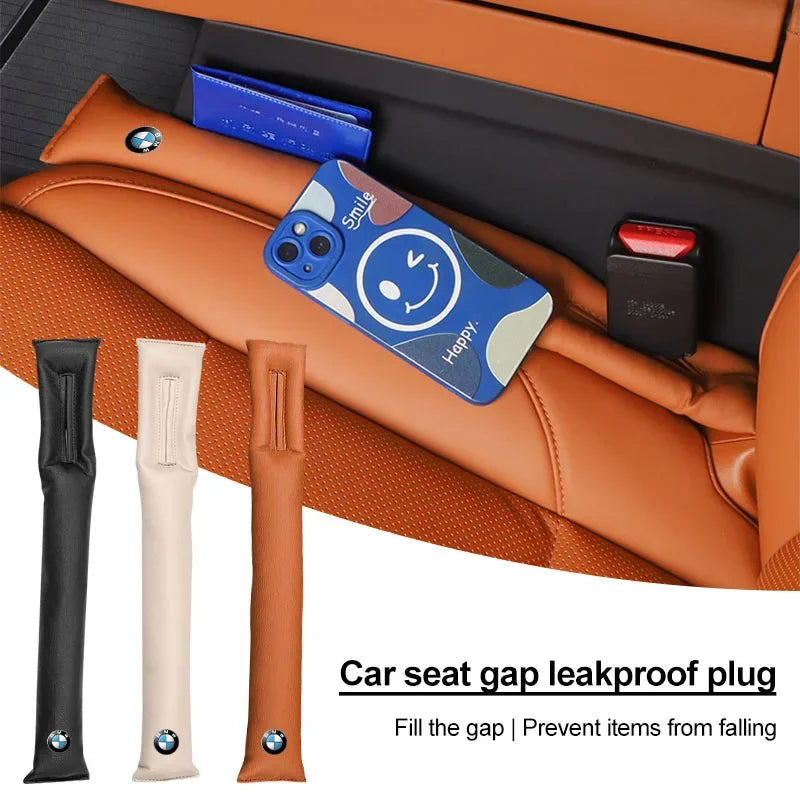 "Leather seat gap filler for BMW E36, E39, E46, E60 X5 models. Prevents wear and protects against dirt in seat gaps."