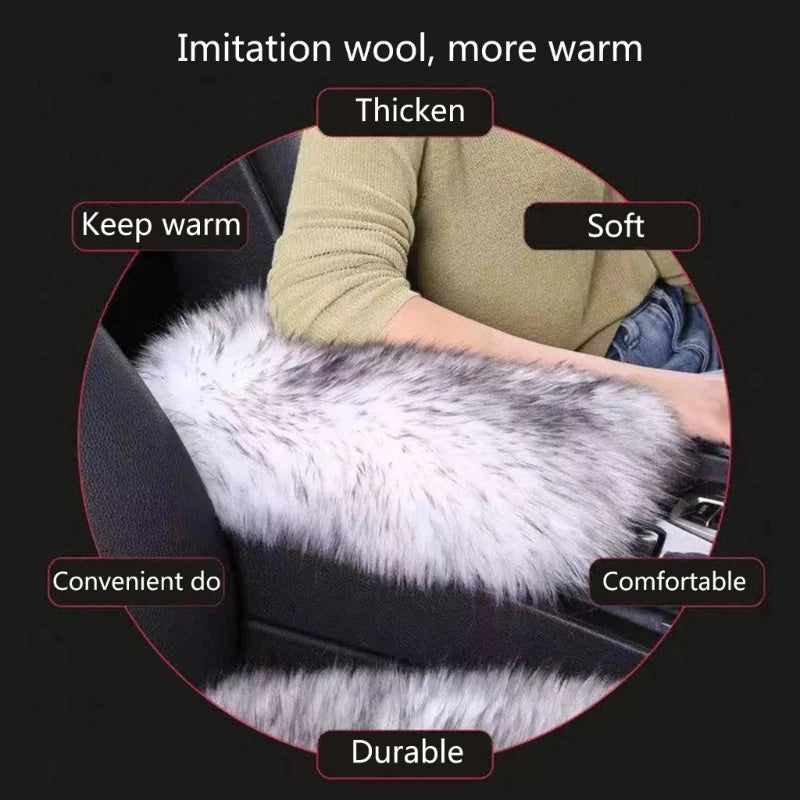 Furry Sheepskin Wool Car Armrest Cover - JustUsRacers
