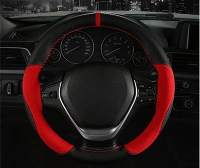 Suede Leather Car Steering Wheel Cover 15 Inch - JustUsRacers