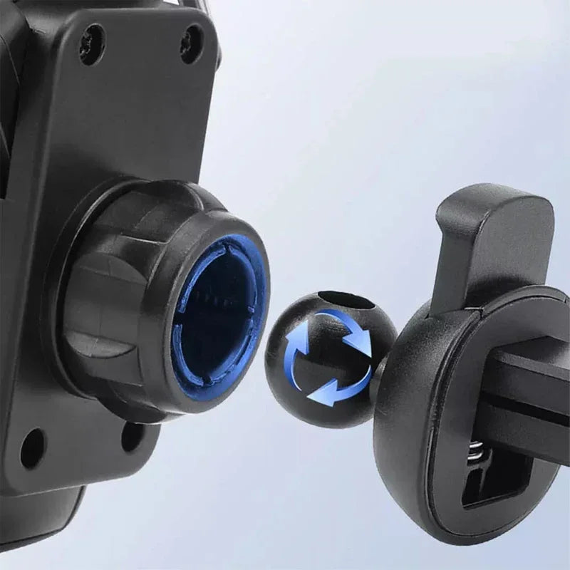 Universal car phone holder with suction cup mount for various brands including iPhone and Samsung.