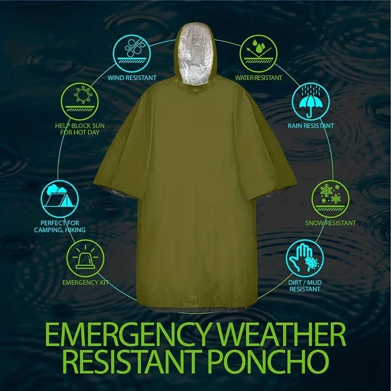 Heavy Duty Emergency Rain Poncho with Hood - JustUsRacers