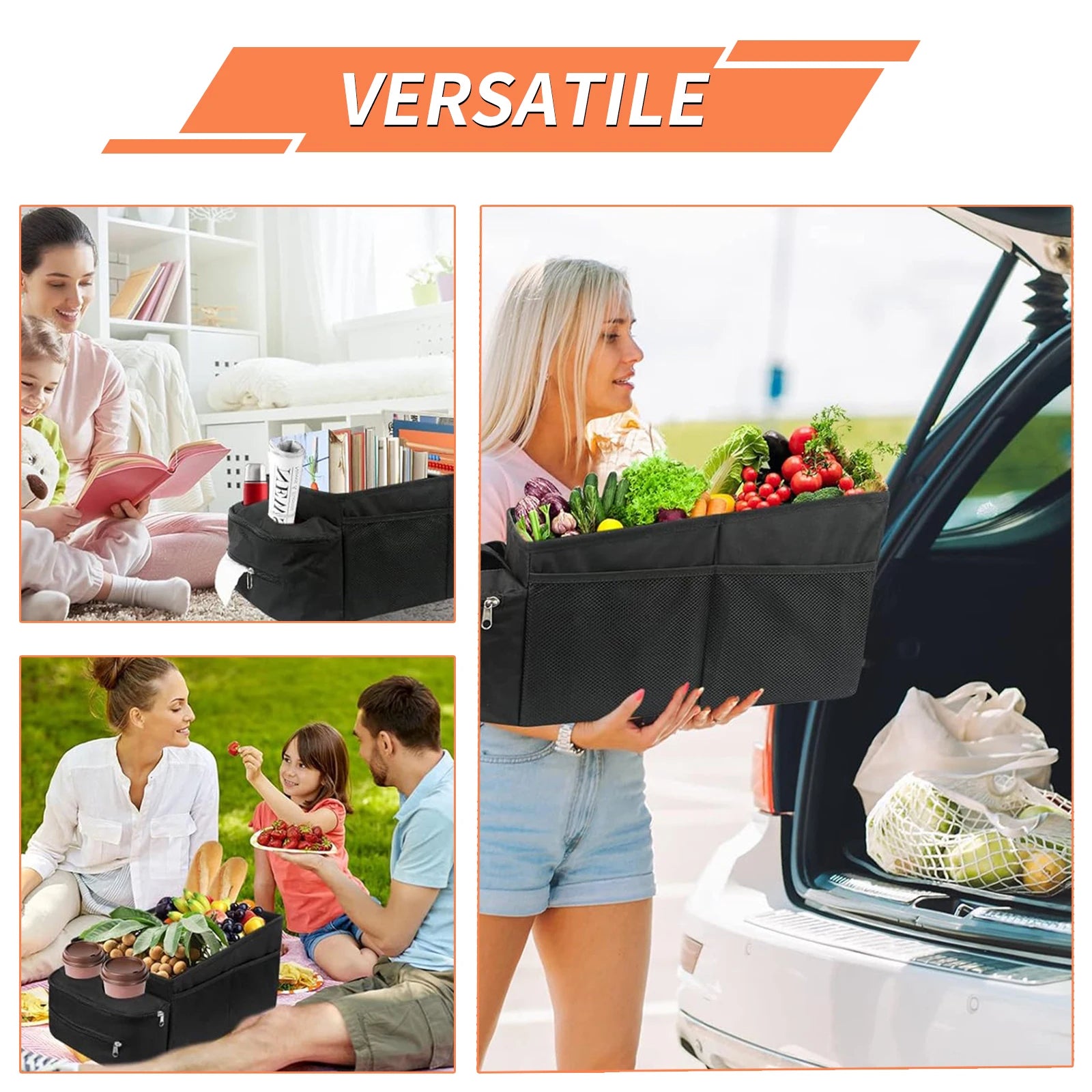 Foldable Car Seat Backseat Organizer with Handle - JustUsRacers