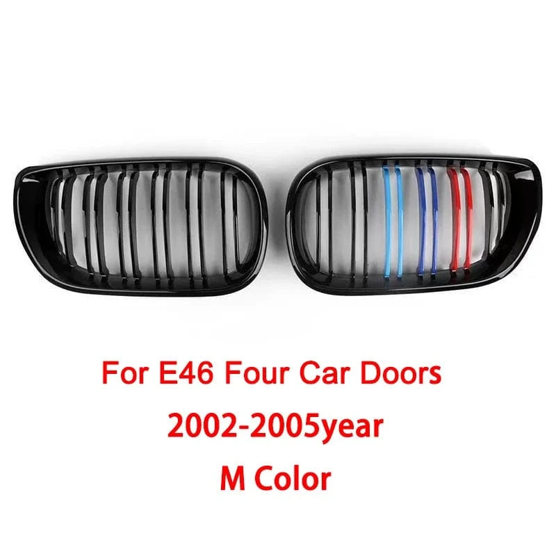 BMW E46 Kidney Grille Double Slats Black – 3 Series 2002–2005 (320i 325i 325xi 330i 330xi 4-Door) - JustUsRacers