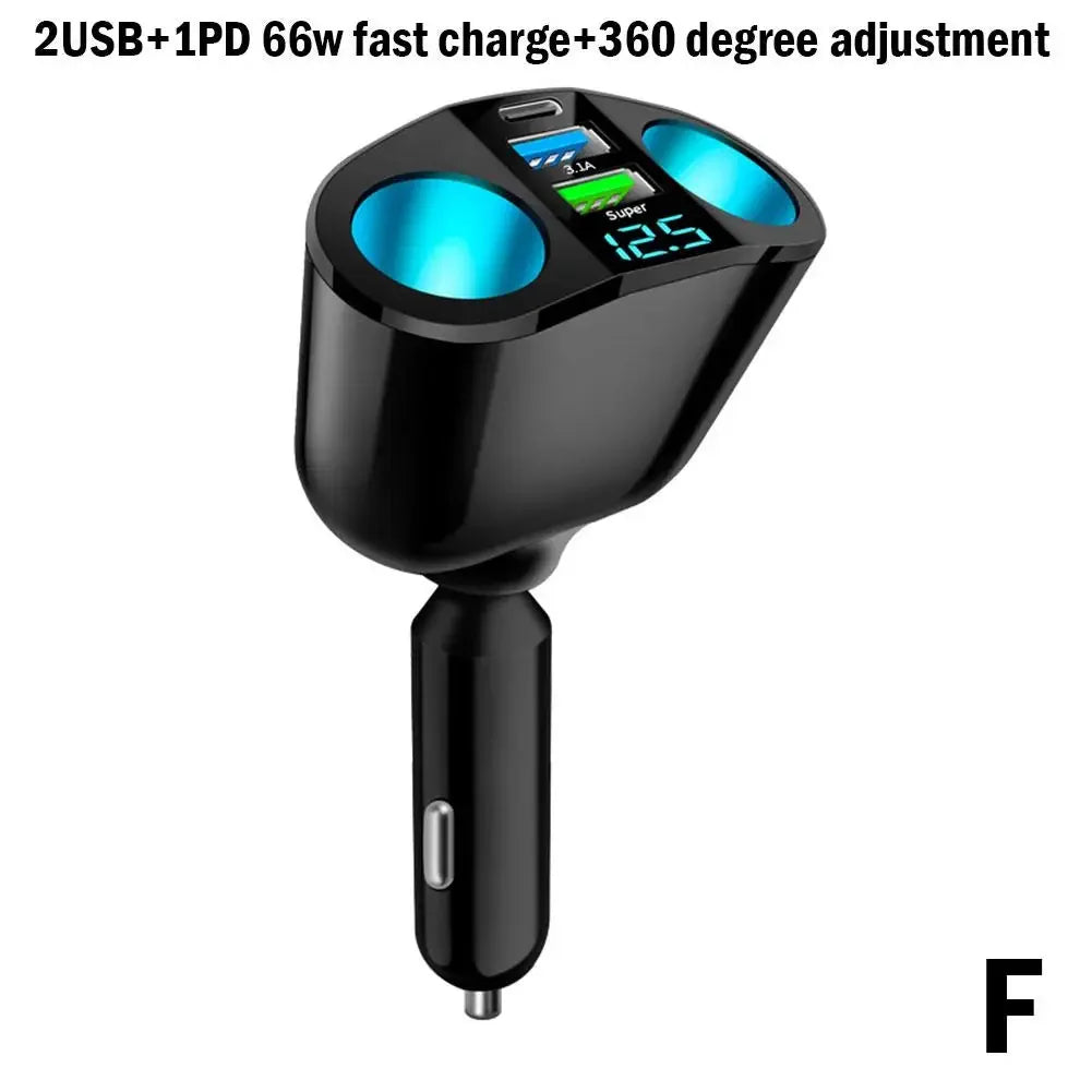 Car Cigarette Lighter Socket Splitter with USB Charger - JustUsRacers