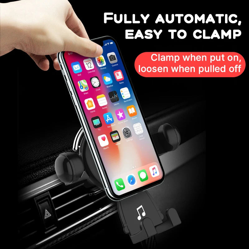 'Car vent mount holds phone securely for GPS navigation or music. Compatible with most devices.'