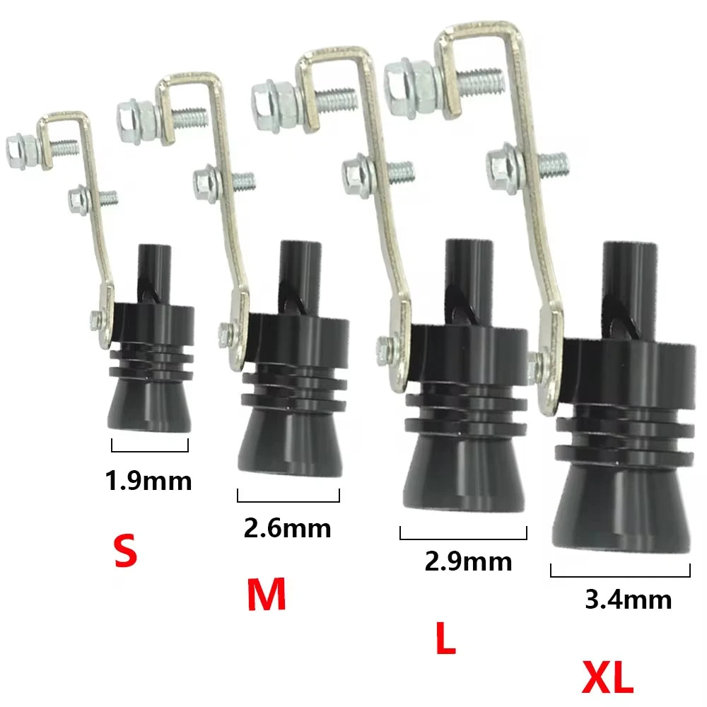 Four Universal Turbo Whistle Muffler Inserts for customized car exhaust sound.