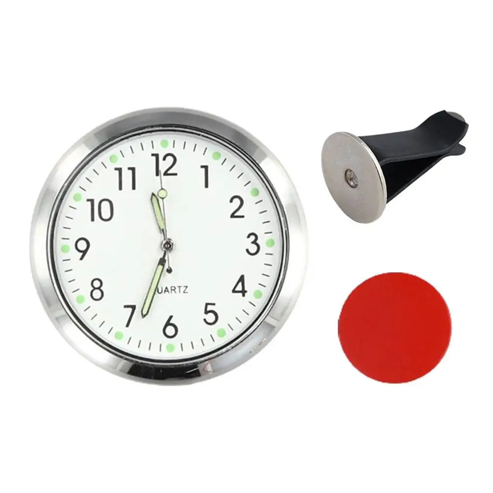 Red and white analog clock with a circular red ball marker. Ideal for cars, boats, or desks.