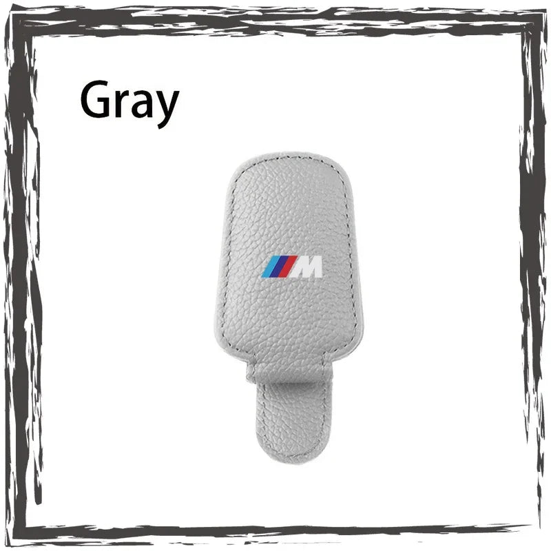 "Gray leather magnetic clip for BMW car keys (E36, E39, E46 models)."