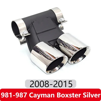 Dual chrome exhaust tip for Porsche Cayman/Boxster 987/981/718 (2009-2024) - enhances performance and adds style.