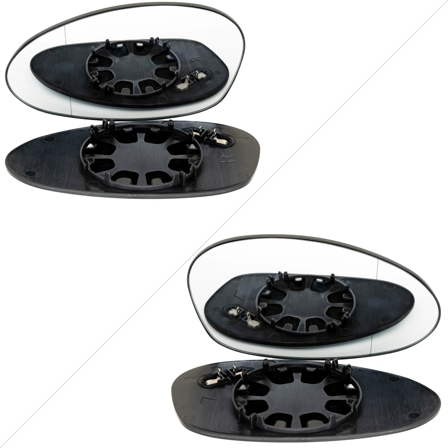 Two black handle trays included with Heated Mirror Glass - fits BMW E46 E90 E91 E87 E88 models.