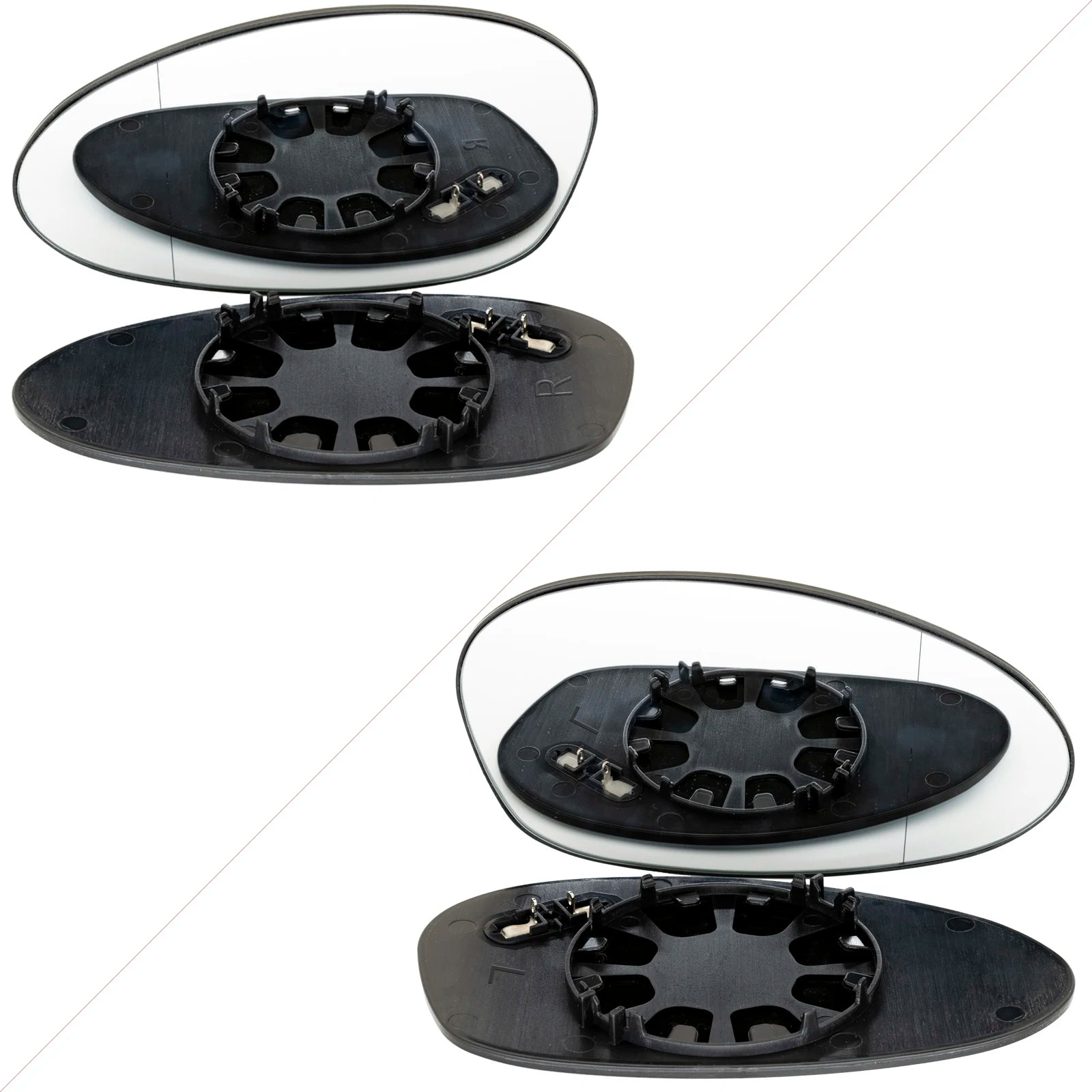 Two black handle trays included with Heated Mirror Glass - fits BMW E46 E90 E91 E87 E88 models.