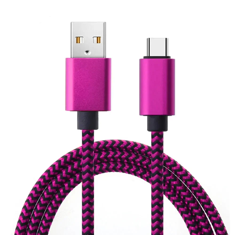 USB Type C Cable Date Sync 2.4A Fast 1M 2M 3M Charging Nylon Braided Wire Charger Cable For Samsung Huawei Android Mobile Phone - JustUsRacers